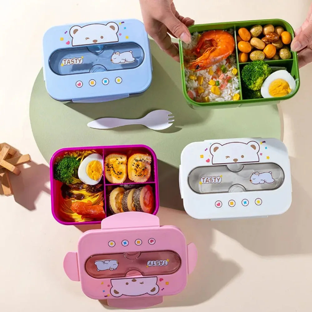 Portapranzo Bambini 1200 ml con Scomparti e Forchetta Integrata – Lunch Box con Chiusura Ermetica