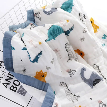 Copertina Neonato in Garza di Cotone 6 Strati 110×110 cm – Leggera, Traspirante e Morbida