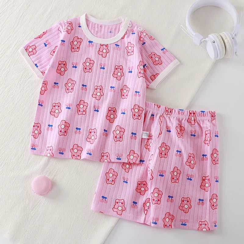 Pigiama Bambino Leggero 2 Pezzi con T-Shirt e Pantaloncini Fantasia