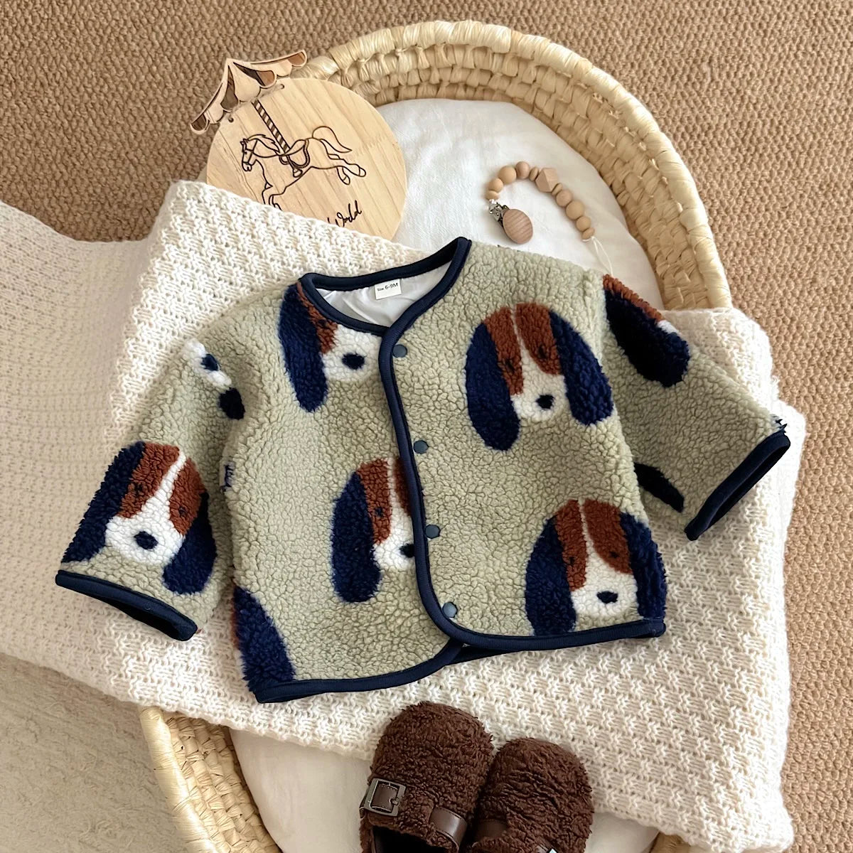 Giacca Bambino in Pile Sherpa – Cardigan Foderato con Bottoni a Pressione