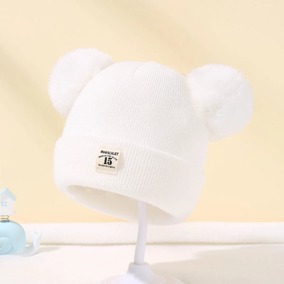Cappello Invernale Lavorato a Maglia con Doppi Pompon per Neonati e Bambini | Caldo, Morbido e Unisex (6-24 Mesi)