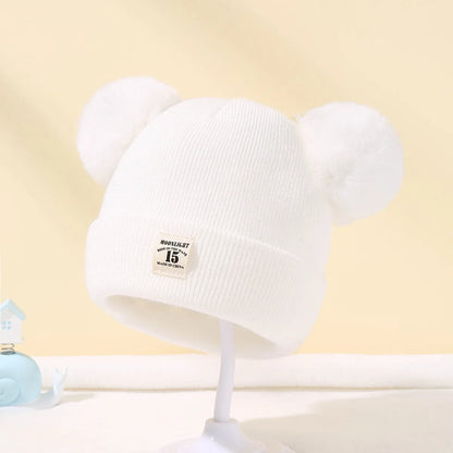 Cappello Invernale Lavorato a Maglia con Doppi Pompon per Neonati e Bambini | Caldo, Morbido e Unisex (6-24 Mesi)