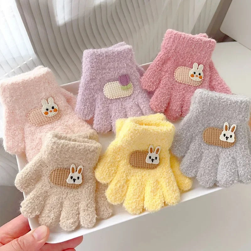 Guanti Invernali in Lana per Neonati e Bambini 1–3 Anni – Morbidi, con Decorazione Ricamata