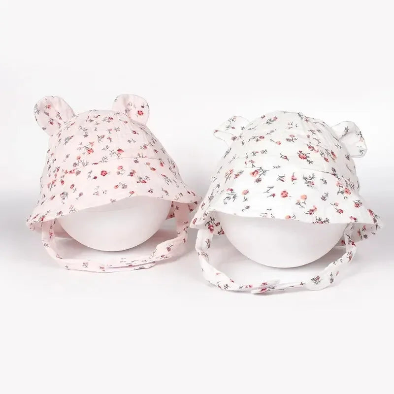 Cappello da Sole Neonato con Orecchie da Coniglietto in Cotone – Cappellino Estivo Regolabile 0-12 Mesi