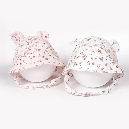 Cappello da Sole Neonato con Orecchie da Coniglietto in Cotone – Cappellino Estivo Regolabile 0-12 Mesi