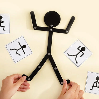 Figura Snodabile con 48 Pose e Carte da Imitare - Gioco Educativo Ispirato al Metodo Montessori