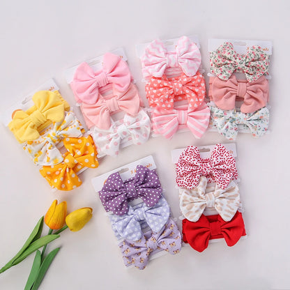 Set 3 Fasce Elastiche con Fiocco per Neonata e Bambina