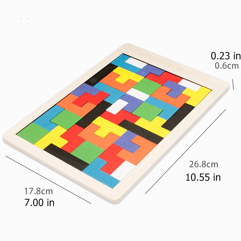 Puzzle Creativo in Legno con Forme Geometriche – Gioco Educativo di Logica e Composizione