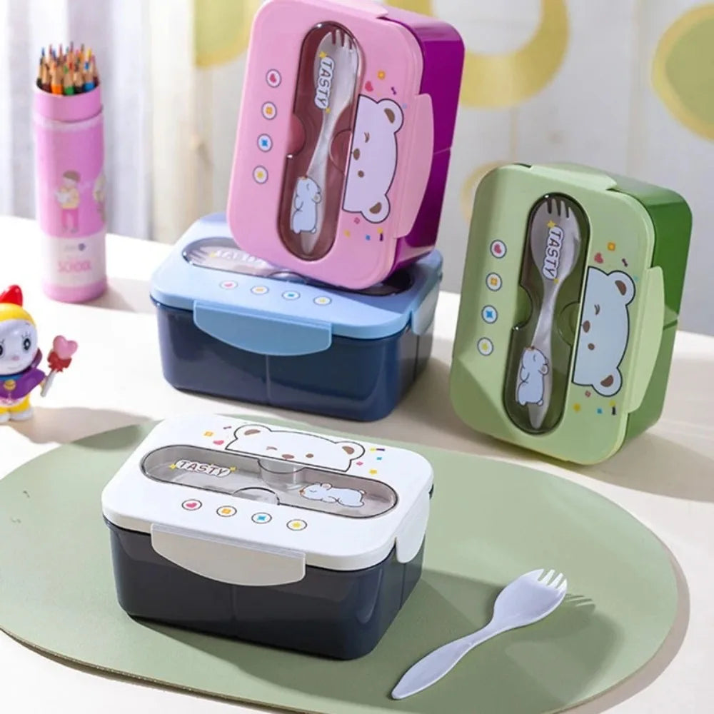 Portapranzo Bambini 1200 ml con Scomparti e Forchetta Integrata – Lunch Box con Chiusura Ermetica