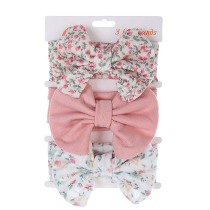 Set 3 Fasce Elastiche con Fiocco per Neonata e Bambina