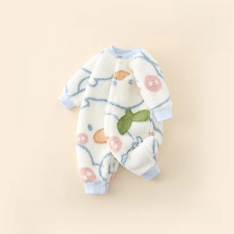Tutina Invernale Neonato in Pile Morbido – Pagliaccetto Unisex a Manica Lunga 0-24 Mesi