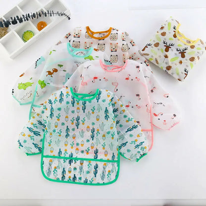 Bavaglino Grembiule Impermeabile a Maniche Lunghe per Bambini 1-3 Anni