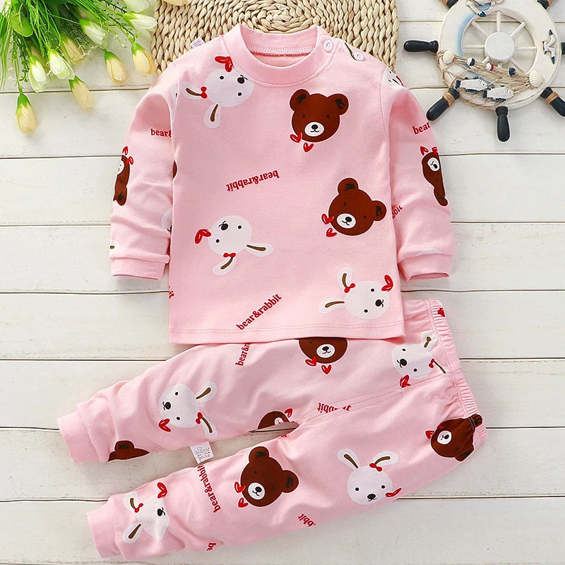 Pigiama Bambino 2 Pezzi 100% Cotone – Maglia a Manica Lunga e Pantaloni