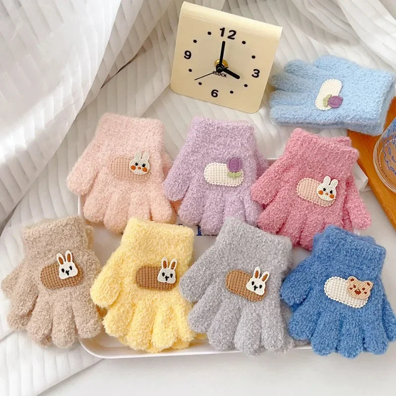 Guanti Invernali in Lana per Neonati e Bambini 1–3 Anni – Morbidi, con Decorazione Ricamata