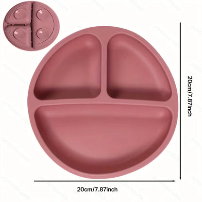 Piatto Svezzamento in Silicone con 4 Ventose – Piatto Pappa Antiscivolo a 3 Scomparti