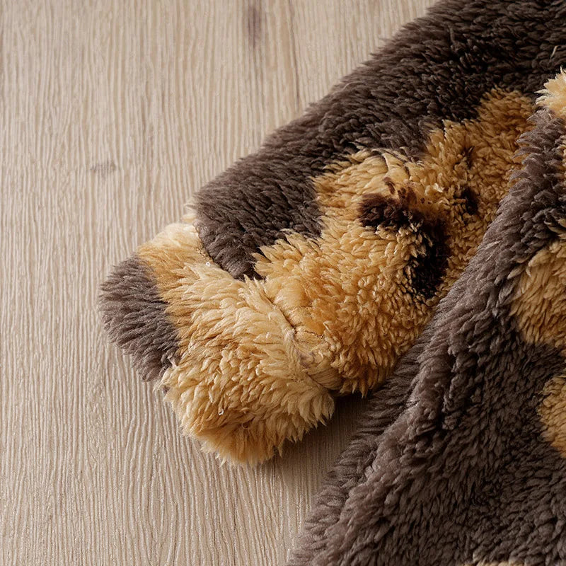 Tutina Invernale in Morbido Peluche con Cappuccio a Orsetto per Neonati (0-18 Mesi)