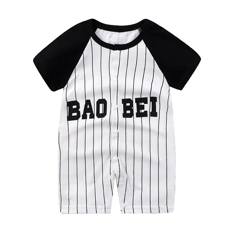 Pagliaccetto in Cotone per Neonato – Tutina a Maniche Corte con Stampe, Body Intero Unisex per Neonati