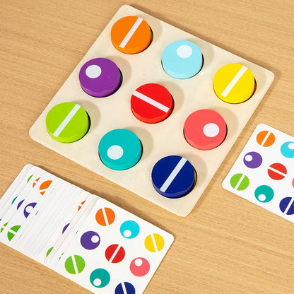 Puzzle in Legno per Bambini – Gioco di Abbinamento Colori e Simboli con Carte Modello