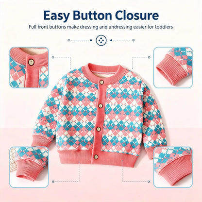 Cardigan Bambini con Bottoni – Maglia a Maniche Lunghe per Autunno e Mezza Stagione