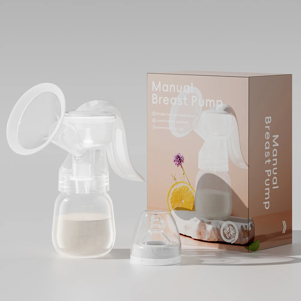 Tiralatte Manuale Senza BPA con Biberon Incluso – Delicato, Ergonomico e Facile da Usare