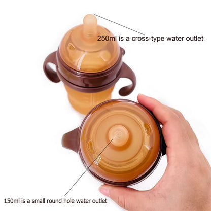 Biberon con Tettarella Effetto Seno in Silicone – Senza BPA e con Manici 150 e 250 ml