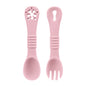 Set Posate Svezzamento in Silicone con Massaggiagengive – Cucchiaino e Forchettina Ergonomici per Bambini