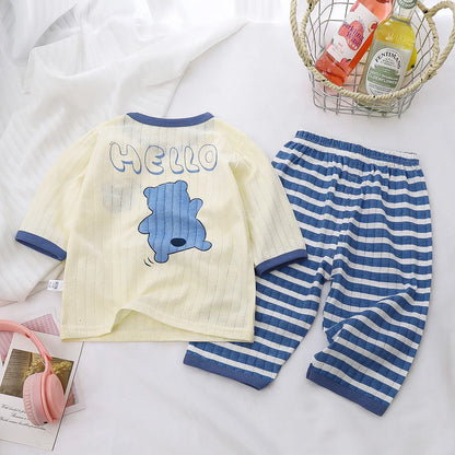 Pigiama Bambino Due Pezzi a Maniche Lunghe – Cotone Misto con Fantasie Animaletti