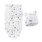 Fascia Swaddle Neonato in 100% Cotone con Cappellino – Copertina Avvolgente Regolabile 70 × 50 cm