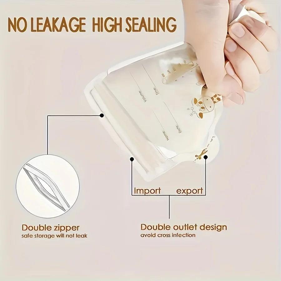 Sacche per Conservazione Latte Materno 250 ml – Contenitori con Doppia Chiusura Antiperdita Set da 30 e 60 pz