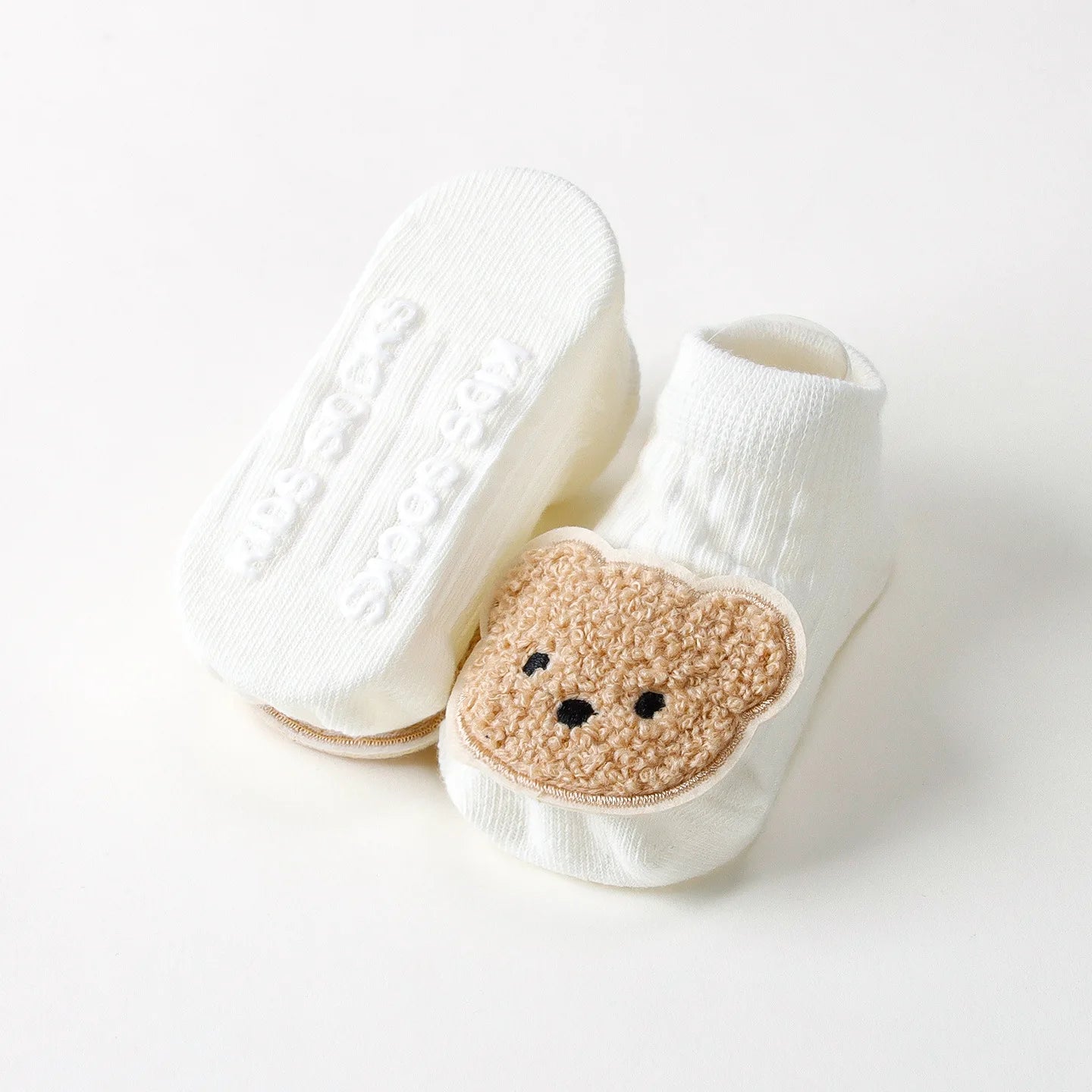 Calzini Antiscivolo per Neonati con Orsetto o Coniglietto – Morbido Cotone per Primi Passi (0-12 Mesi)