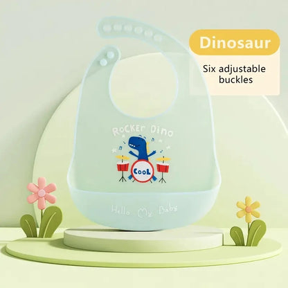 Bavaglino Impermeabile in Silicone Morbido con Tasca Raccogli-Pappa Regolabile