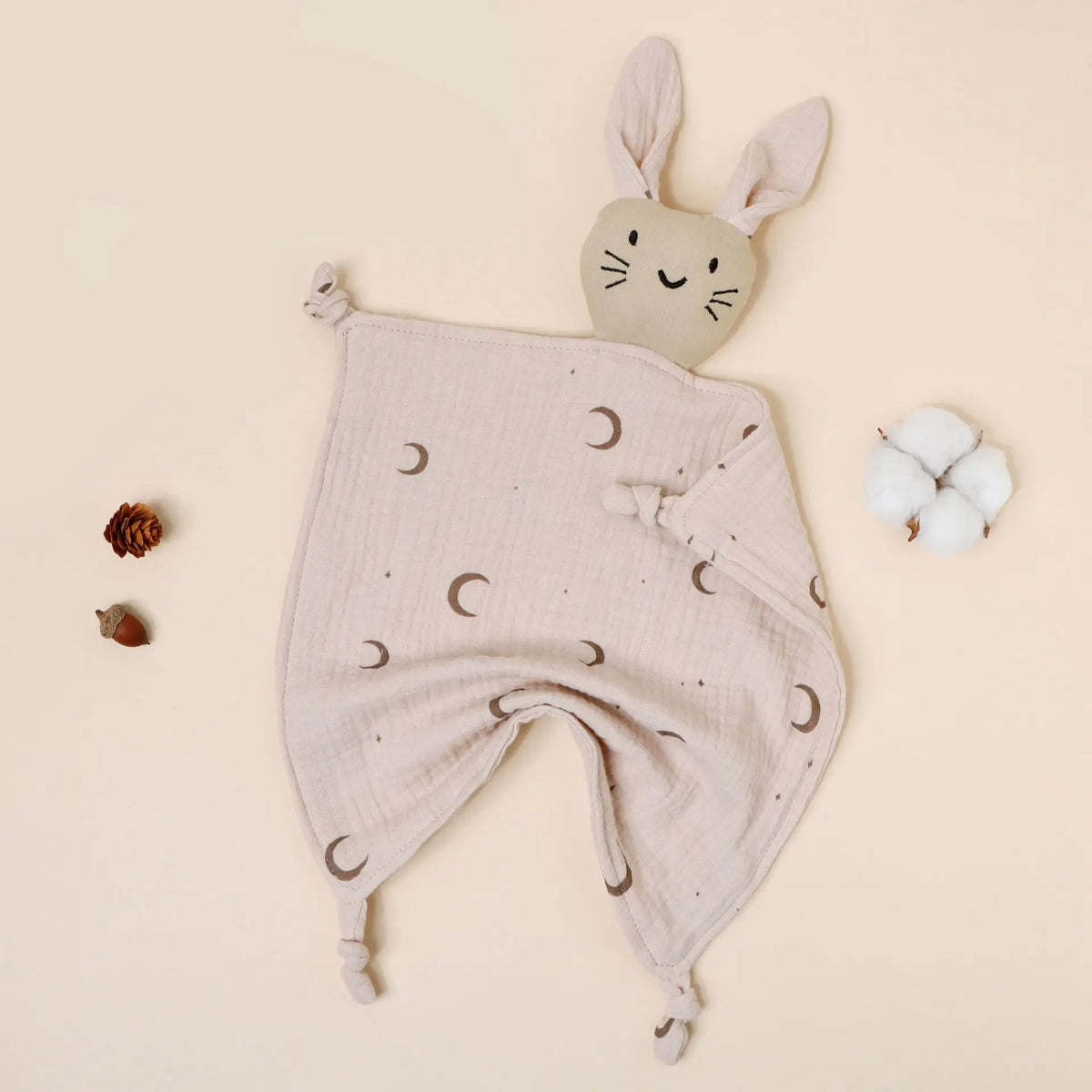 Copertina Doudou per Neonati in Mussola di Cotone – Coniglietto con Orecchie a Fantasia
