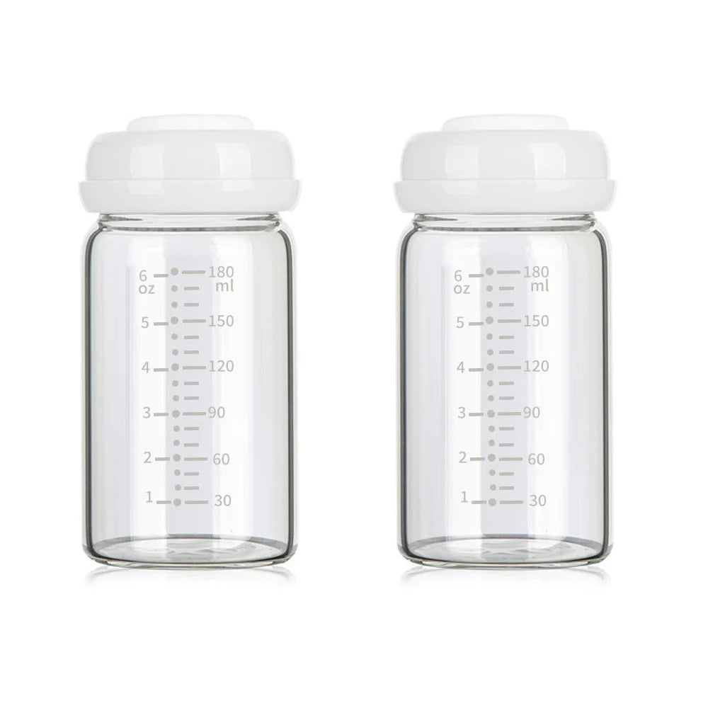 Bottiglie per Conservazione Latte Materno in Vetro 180 ml – Set da 2