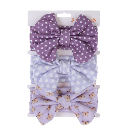 Set 3 Fasce Elastiche con Fiocco per Neonata e Bambina