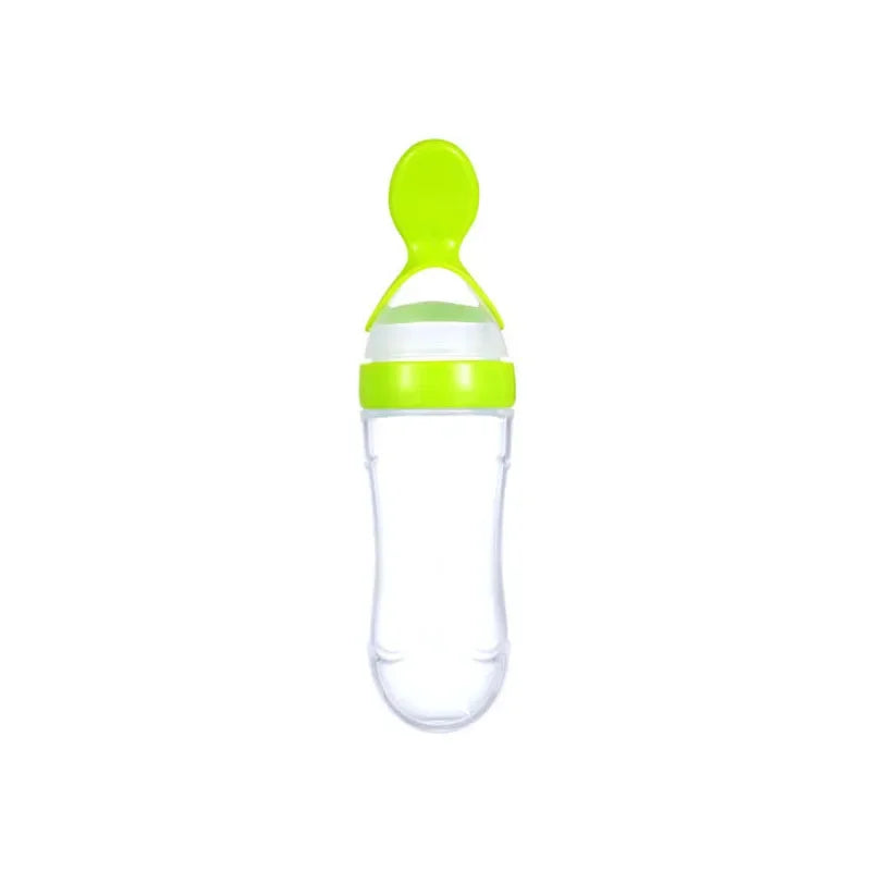 Cucchiaio Dosatore per Pappa 90 ml – Biberon Spremibile in Silicone per Svezzamento con Supporto