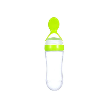 Cucchiaio Dosatore per Pappa 90 ml – Biberon Spremibile in Silicone per Svezzamento con Supporto