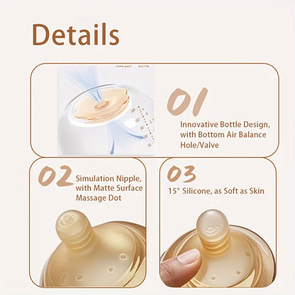 Biberon Anticolica in Vetro Borosilicato con Tettarella in Silicone BPA Free – Collo Largo 120/160/240 ml