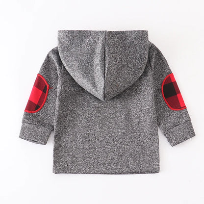 Felpa Leggera con Cappuccio Bambino 100% Cotone – Maglia a Maniche Lunghe con Dettagli a Quadri
