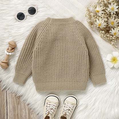 Maglioncino Neonato e Bambino in Morbida Maglia – Pullover a Maniche Lunghe con Bottoncini sulla Spalla