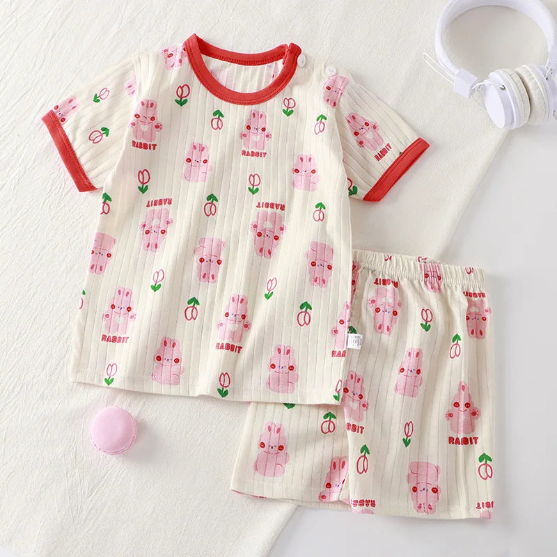 Pigiama Bambino Leggero 2 Pezzi con T-Shirt e Pantaloncini Fantasia