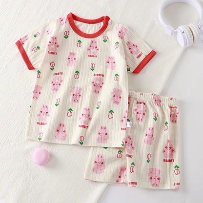 Pigiama Bambino Leggero 2 Pezzi con T-Shirt e Pantaloncini Fantasia