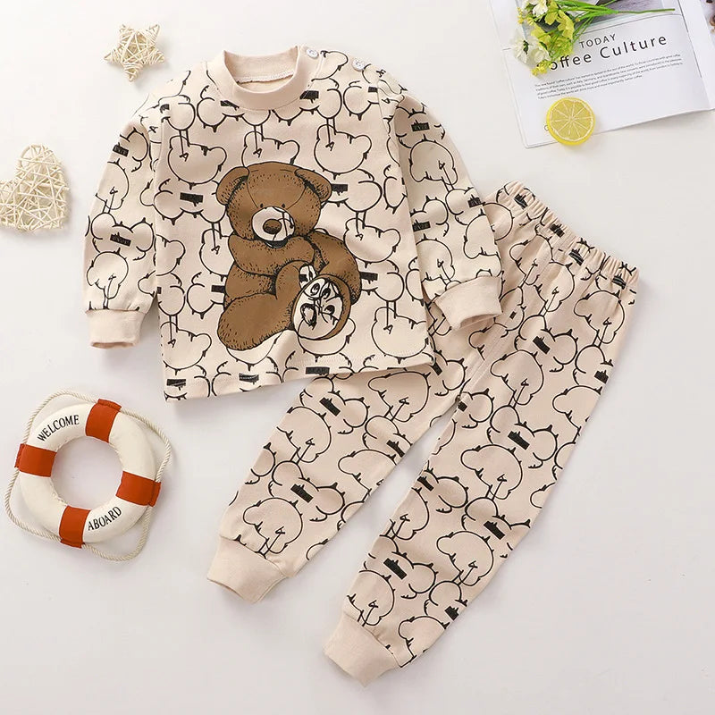 Pigiama Bambino e Bambina in Misto Cotone – Completo Due Pezzi a Maniche Lunghe con Pantaloni