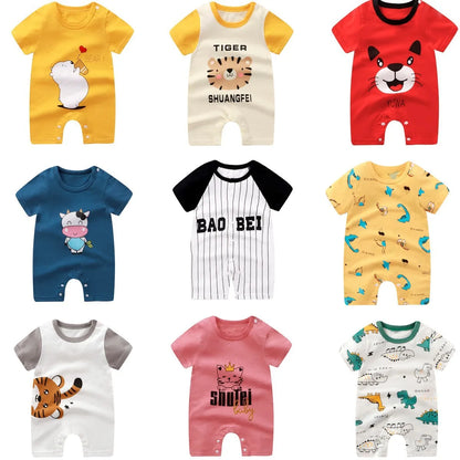 Pagliaccetto in Cotone per Neonato – Tutina a Maniche Corte con Stampe, Body Intero Unisex per Neonati