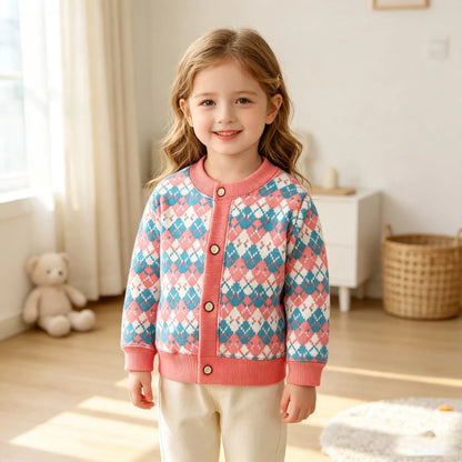 Cardigan Bambini con Bottoni – Maglia a Maniche Lunghe per Autunno e Mezza Stagione