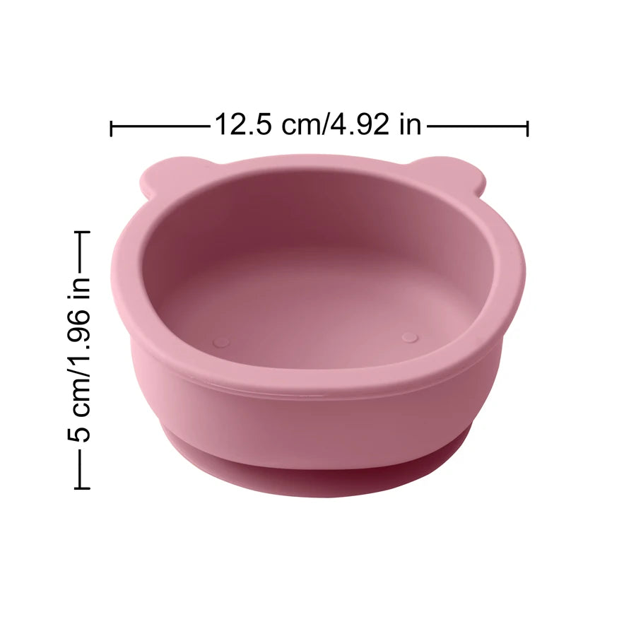 Ciotola con Ventosa per Bambini in Silicone – Piatto Pappa Antiscivolo a Forma di Orsetto