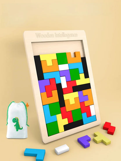 Puzzle Creativo in Legno con Forme Geometriche – Gioco Educativo di Logica e Composizione