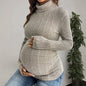 Maglia Premaman a Collo Alto – Dolcevita a Coste e Maniche Lunghe per la Gravidanza