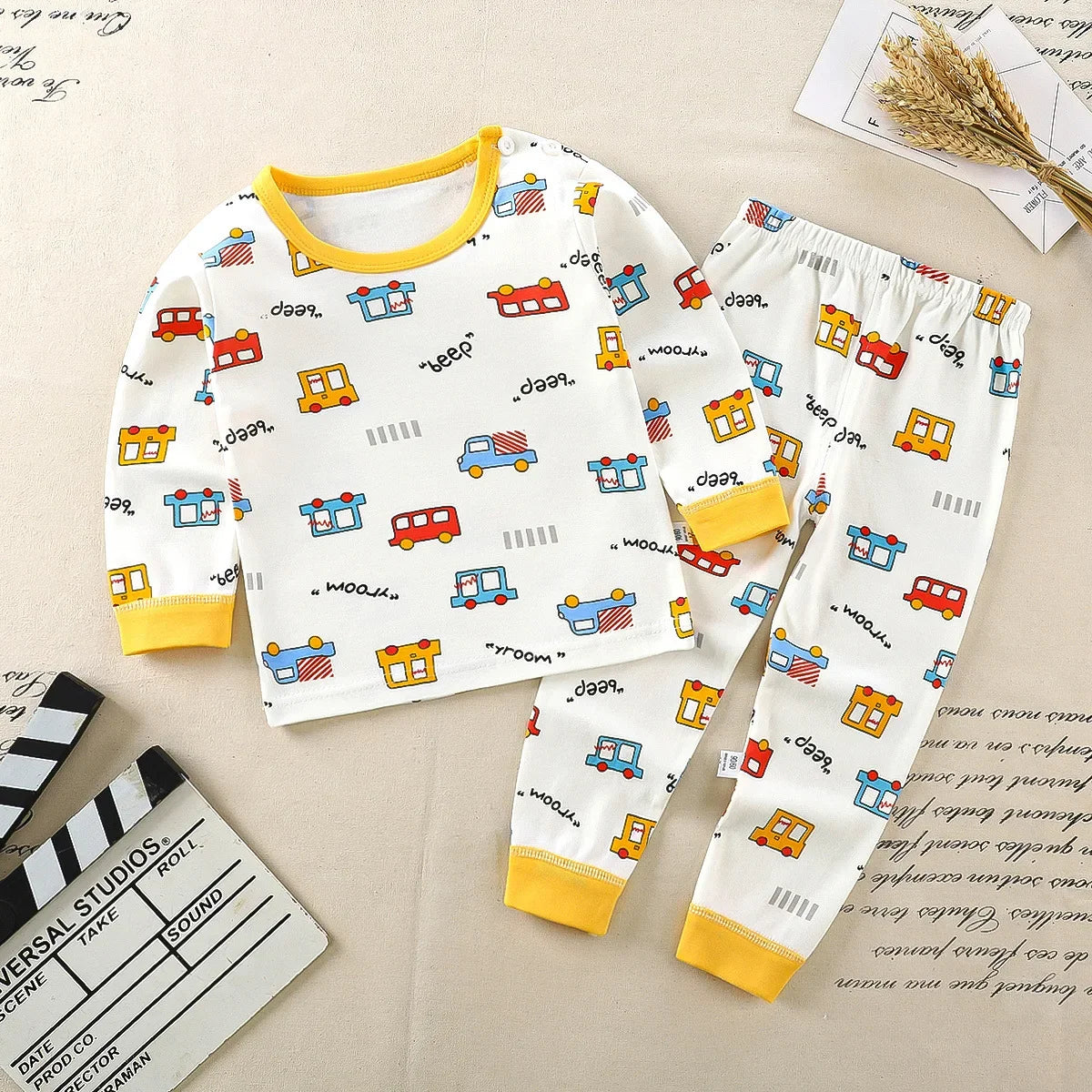 Pigiama Bambino 2 Pezzi 100% Cotone – Maglia a Manica Lunga e Pantaloni