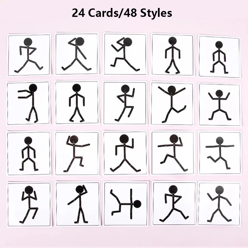 Figura Snodabile con 48 Pose e Carte da Imitare - Gioco Educativo Ispirato al Metodo Montessori