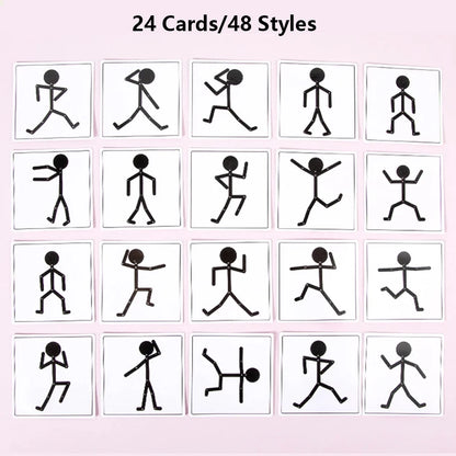 Figura Snodabile con 48 Pose e Carte da Imitare - Gioco Educativo Ispirato al Metodo Montessori